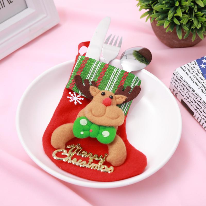 Grote Capaciteit Kerst Gebreide Sokken Geborduurde Streep Kerstsokken Kat Klauw Opknoping Ornamenten Kerstboom Hanger
