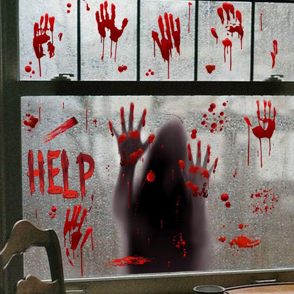 Electrostatic Window Ghost Decal Removable Halloween Bloody Decal  Wall Door