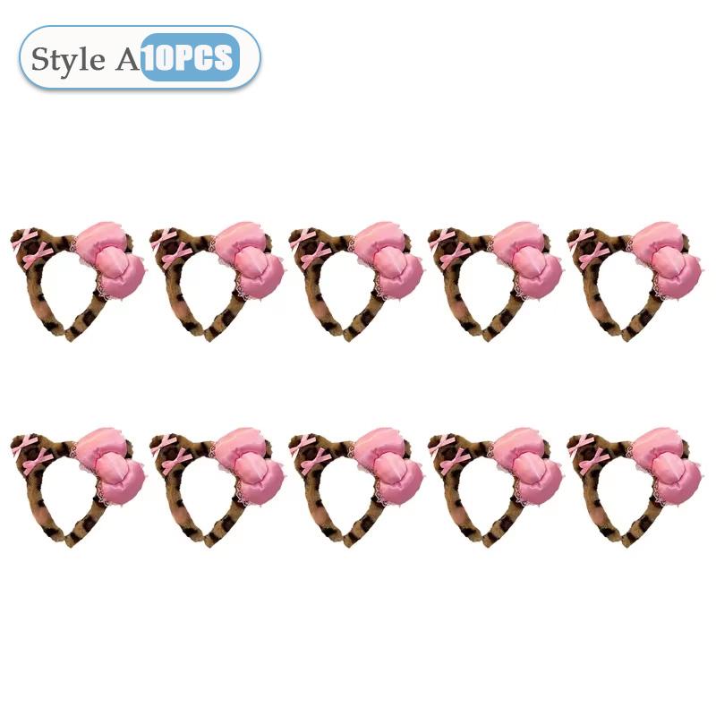 1-20PCS Y2k Leopard Print Kitty Ear Plush Headband Kawaii Girl Hair Ornament Headwear Lolita Fashion Hair Accessory Party Gift