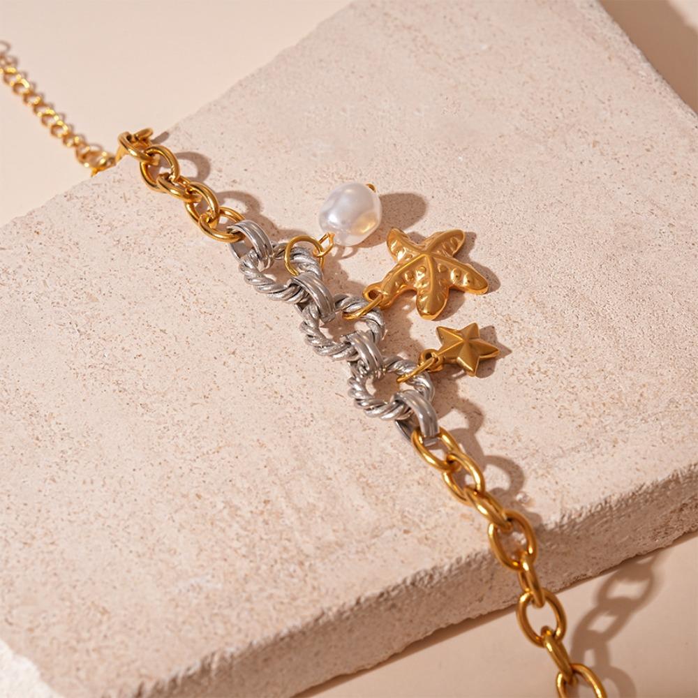 Ocean Animal/Flower Starfish Steel Bracelet Beach Sea Series Starfish Hand Chain  Women