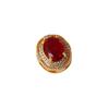 Retro Large Oval Ruby Pendant with Gold and Diamond Inlay