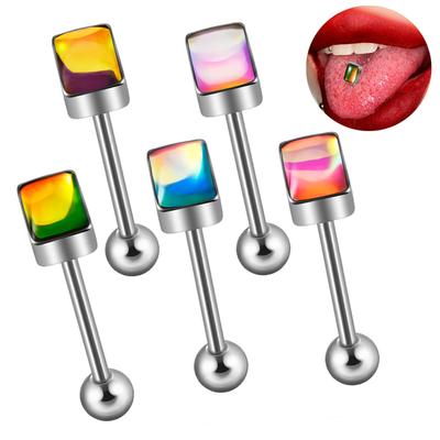 Stylish Elegant Rectangular Tongue Piercing Jewelry Accessory for Trendy Adults Craft from Sturdy Stainless Steel