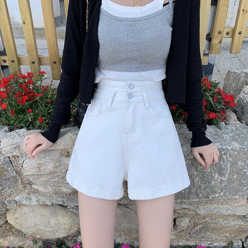 Summer Casual Loose Denim Shorts for Women Fashion High Waist Wide Leg Jeans Female Pants Vintage Blue Simple Office Lady Shorts 24250