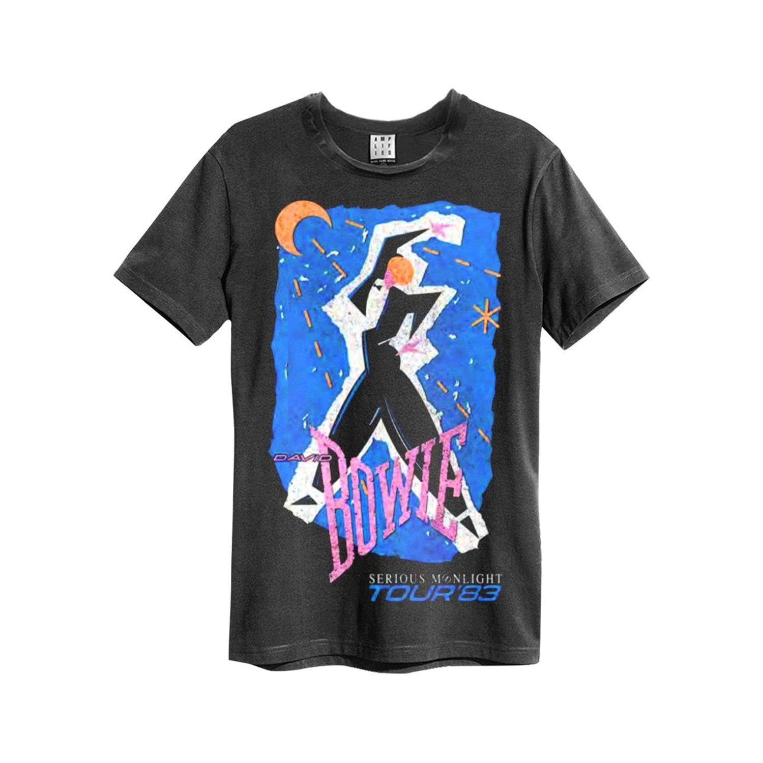 Amplified Unisex Adult Serious Moonlight David Bowie T-Shirt XL Charcoal L