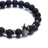 One Piece Black Lava Volcanic Stone Bracelet Mens Lava Wood 8mm Bead Tibetan Buddha Bracelet Jewelry Womens Elastic Bracelet