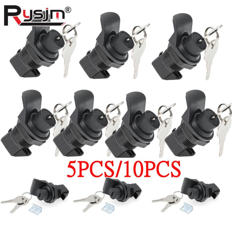 5pcs/10pcs Black Marine Push Button Latch Lock with Keys for Boat RV Door Glove Box Boat Radio / Tool Box Yacht Accessories