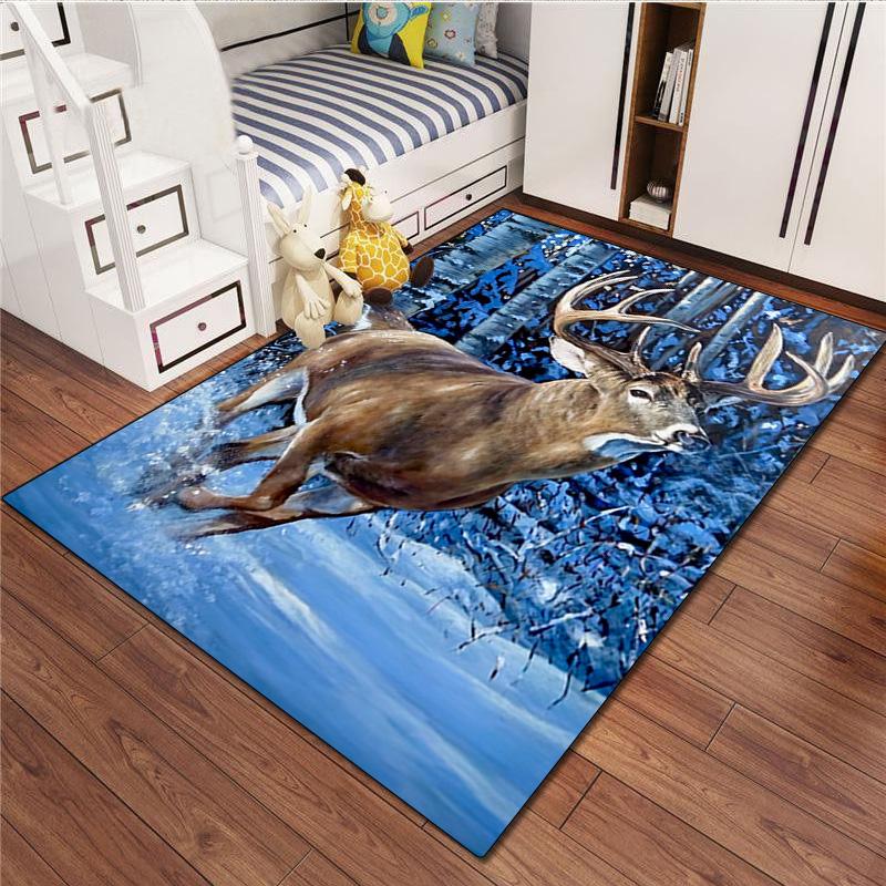 1Pc Animal Deer Print Rug - Home Decoration Carpet For Living Room Bedroom Flooring Computer Chair Area Rug