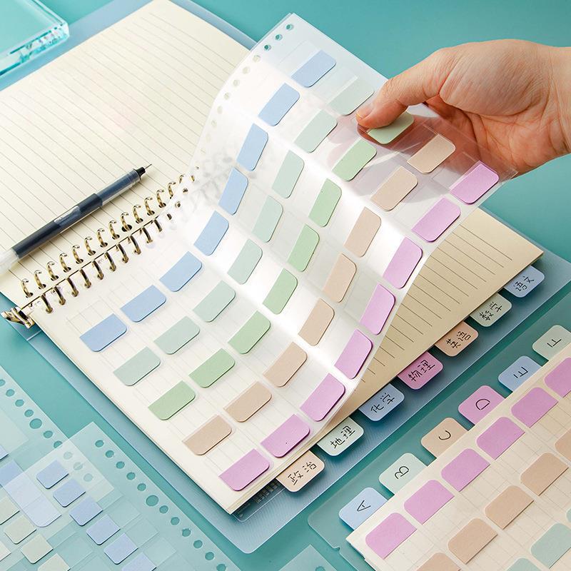 4Pcs A5/B5 Binder Color PET Translucent Index Sticker Student Notebook Sort Label Index Tabs Book Marker Writable Sticky Notes