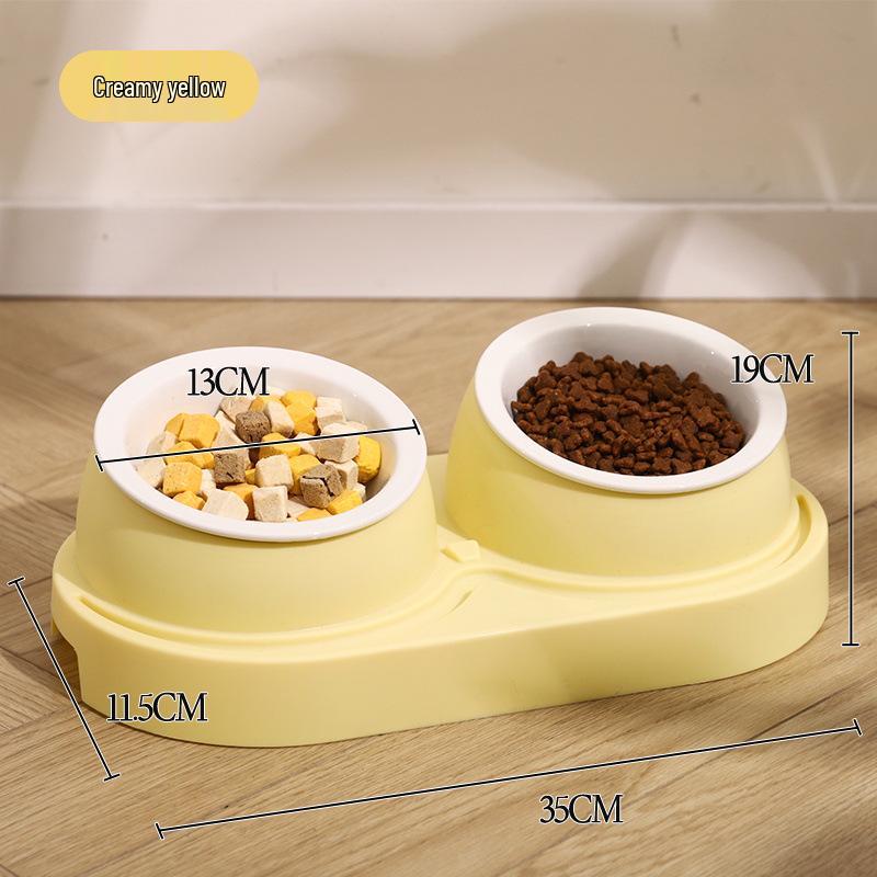 Slanted Double Bowl: Anti-Spill Cat & Dog Food and Water Bowl