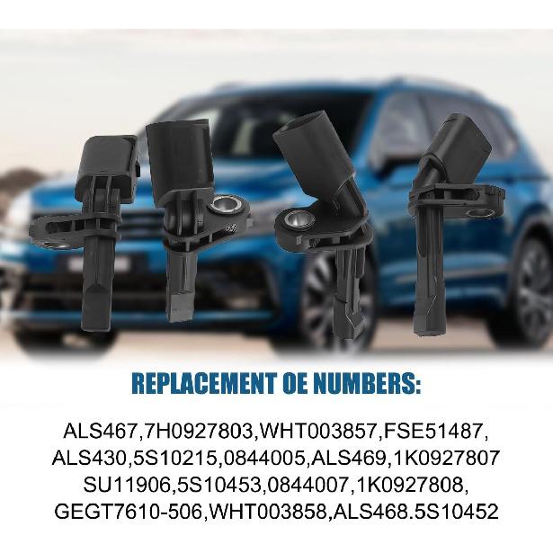 HZEL Car ABS Wheel Speed Sensor, 4 PCS Front Rear Right Left OEM# WHT003856 WHT003857 Vehicle ABS Tire Speed Sensor Replacement, Auto Accessories,