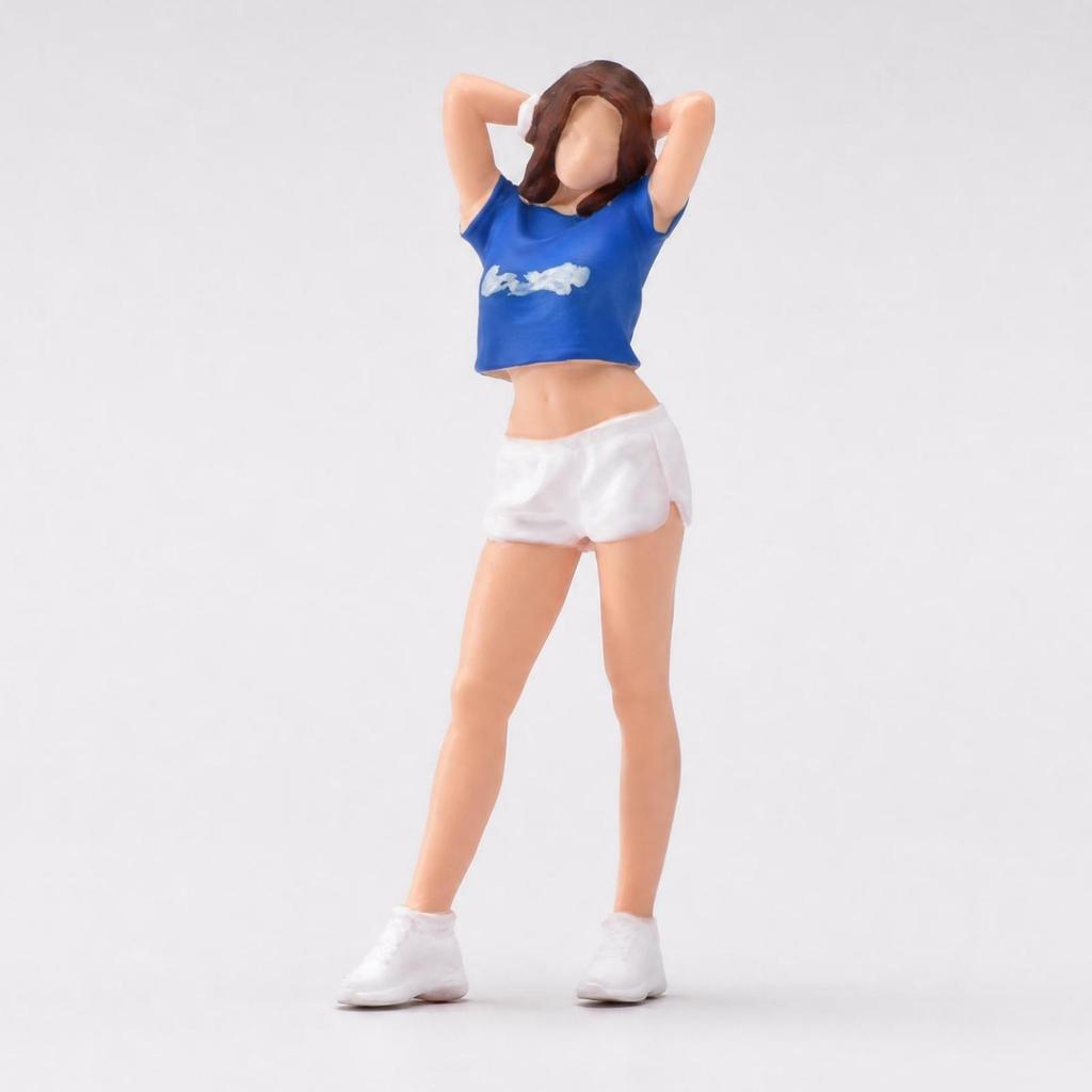 1/64 Scale Figurine Painted Female Miniature Raised Arms Figure for Collectors,