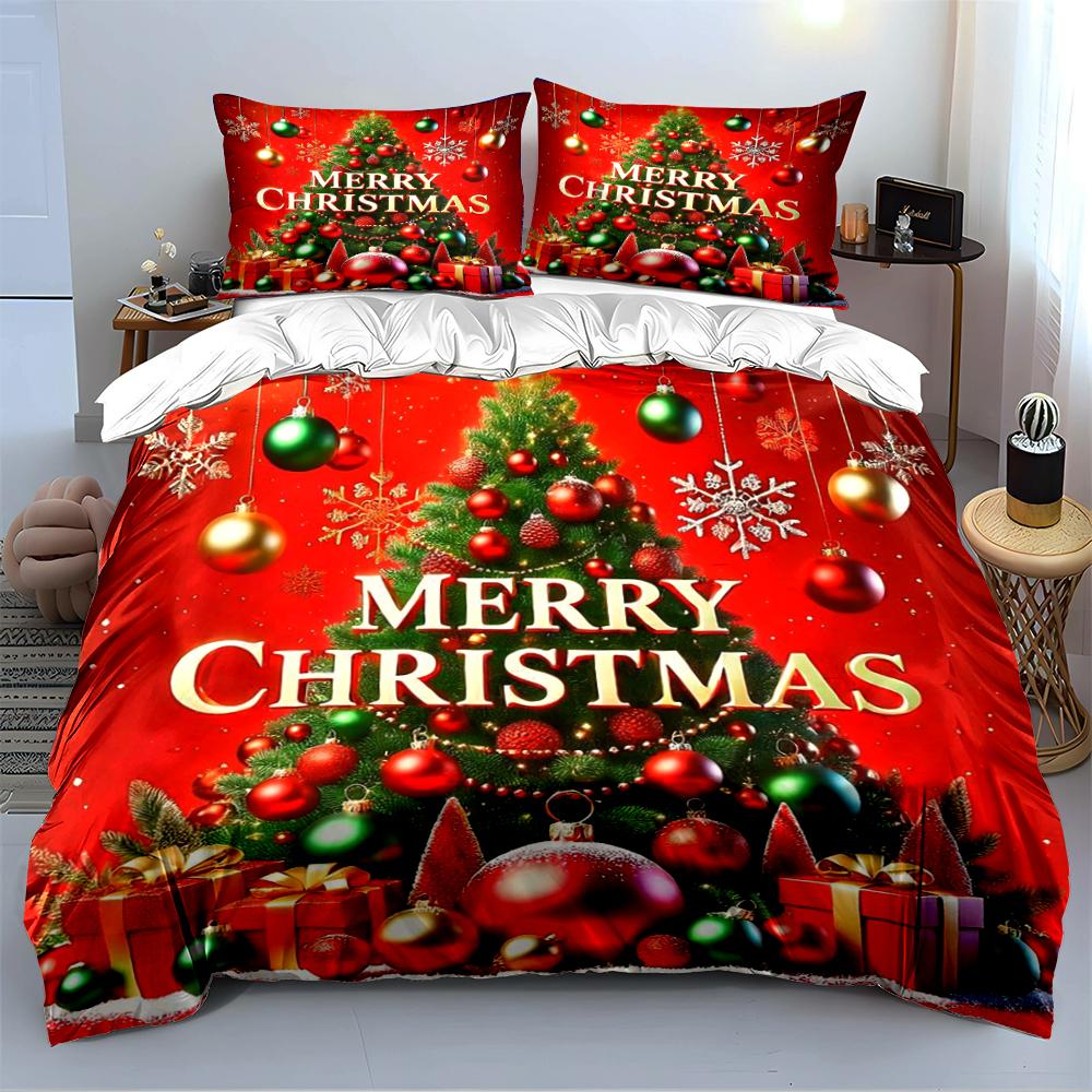 Merry Christmas Winter Scene Bedding set (1 duvet cover, 2 pillowcases, duvet not included)