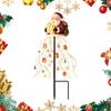 Solar Powered Winter Garden Accents Santa Claus Christmas Light, LED Holding Gift Box Yard Stake Holiday Lawn Stakes for with Cascading String Lights