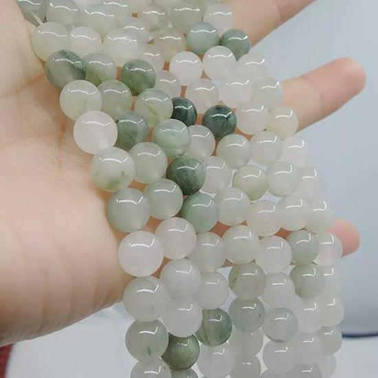 Tianshan Green Jade Beads - Natural Gold Silk Snow Green Gemstone Beads for DIY Bracelets and Accessories Model 6mm