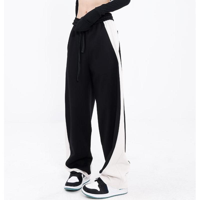 

Сращенные спортивные брюки для уличных танцев, новые брюки-банан для мужчин и женщин, модные свободные прямые брюки с широкими штанинами High Street Y2K S чёрный