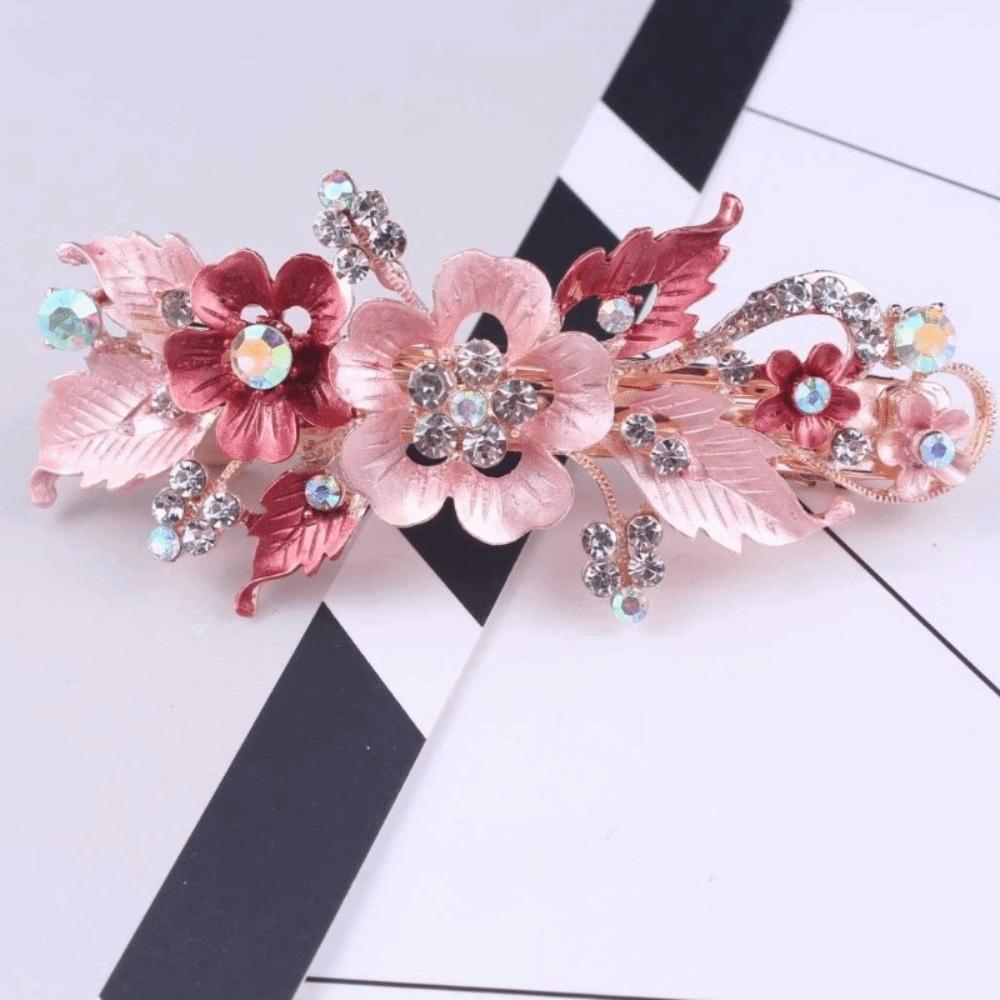 Oil Drip Design Zinc Zinc Alloy Hair Clip Floating Rhinestone Women's Headwear Floral Spring Clip  Party