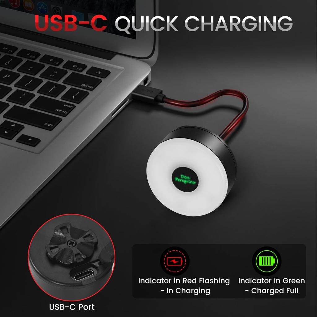DON PEREGRINO M2 Bicycle Tail Light with Battery Life 5 2 Waterproof and Rechargeable 90-Hour - Modes, Quick-Release Brackets,