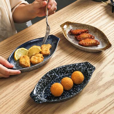 Japanese Style Kiln Transformed Snack Plate Sushi Sashimi Plate Irregular Boat Shaped Ceramic Plate Restaurant Sushi Shop