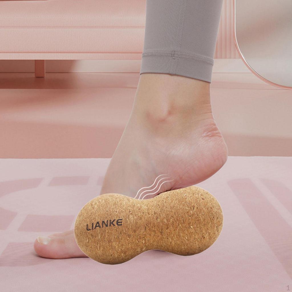 Cork Massage Ball Exercise Tool Lightweight Sleek Small Size Peanut Shape Muscle for Feet, Back,