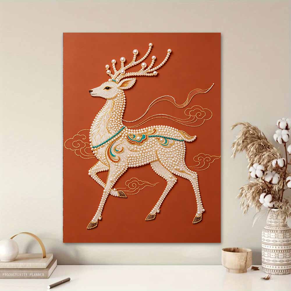 DIY Pearl Diamond Art Painting Kits for Adults and Beginners, Elegant Deer Sparkling Painting Craft Home Wall Decor Handmade Gift