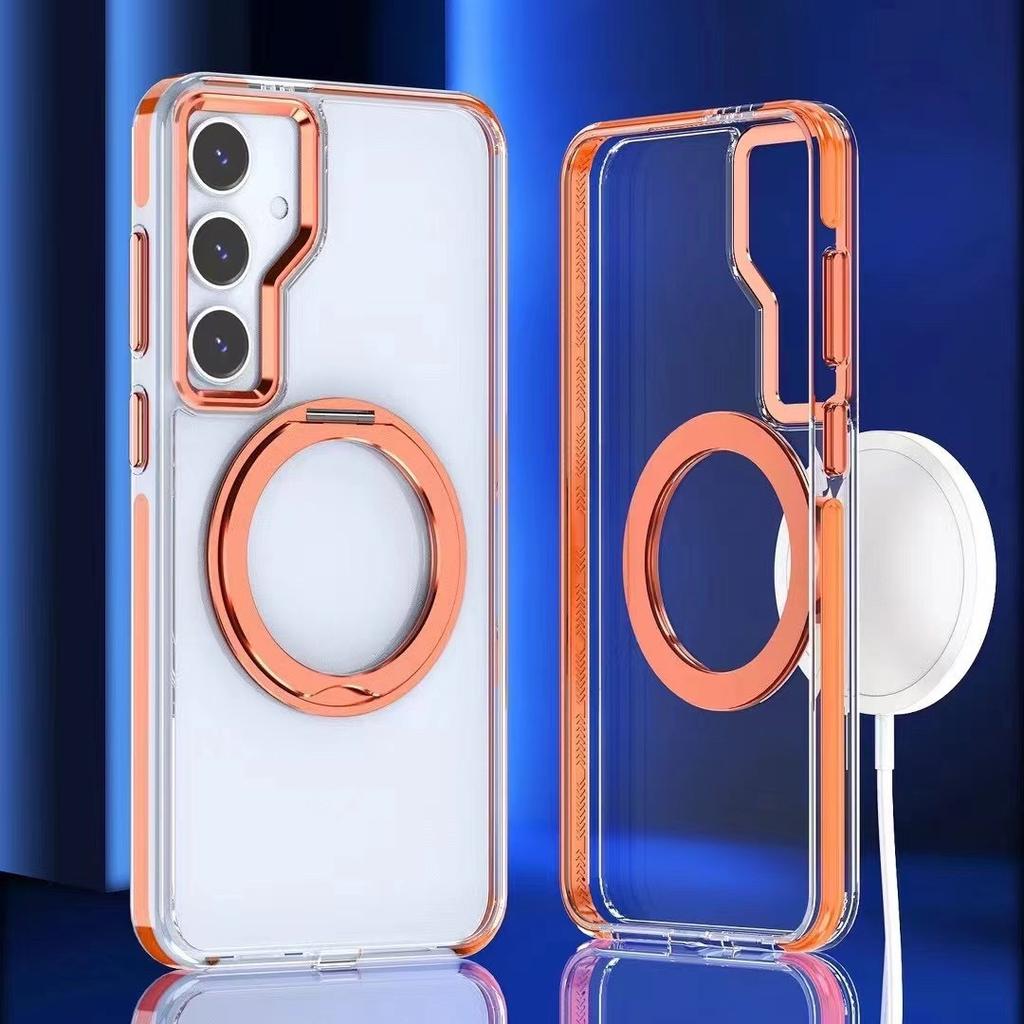 Suitable for Samsung S24 Ultra Two Color Qicai Mobile Phone Case S23plus360 Rotating Bracket S24 Magnetic Hard Case