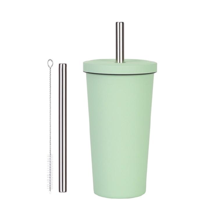 Bicchiere da Viaggio Ergonomico Termoisolato in Acciaio Inossidabile 316L Coperchio Ermetico con Cannuccia e Manico