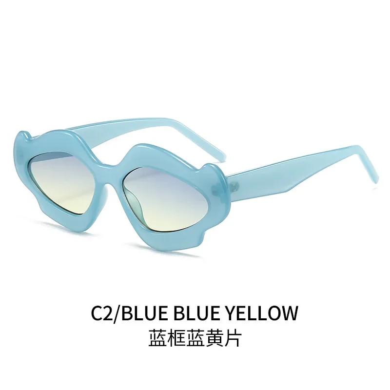 Vintage Flower Women Sunglasses Stylish Irregular Shape Gradient Shades Trendy Luxury Brand Design Party Eyewear
