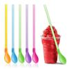 5Pcs Long Handle Plastic Spoon Straws 2 In 1 Ice Cream Spoon Household Milkshake Straws  Bar