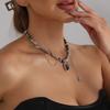 1Pcs Irregular Beads Chain Choker For Women Fashion Elegant Black Heart Rhinestone Pendant Necklace Wedding Party Jewelry Gift