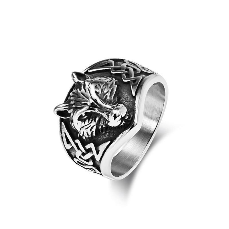 Celtic Wolf Ring Men Women Adjustable Open Band Vintage Nordic Retro Animal Jewelry Adjustable Open Band
