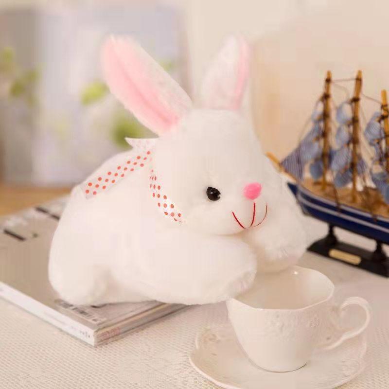 Couple Cute Little White Rabbit Plush Toy, Lying Down Doll Rag Doll Children's Gift, Jade Rabbit Doll