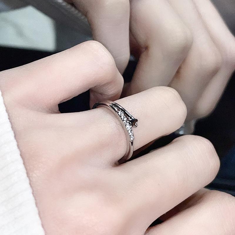 Starlight Sparkling Diamond Broken Diamond Ring Niche Design Advanced Cold Wind Minimalist Open Ring Ring