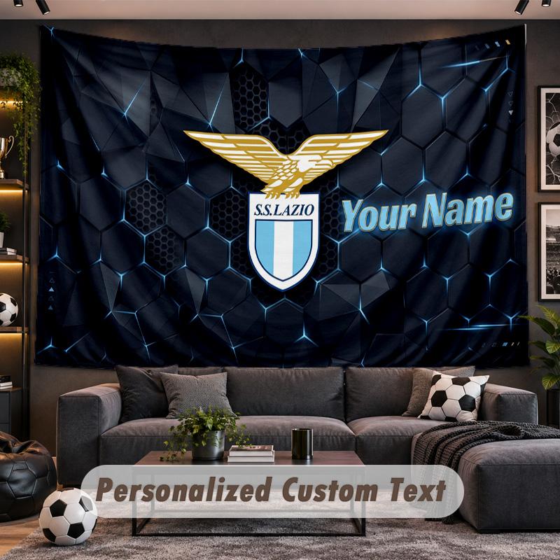 Lazio FC Personalized Tapestry Support Custom Name, Wall Art Home Decoration
