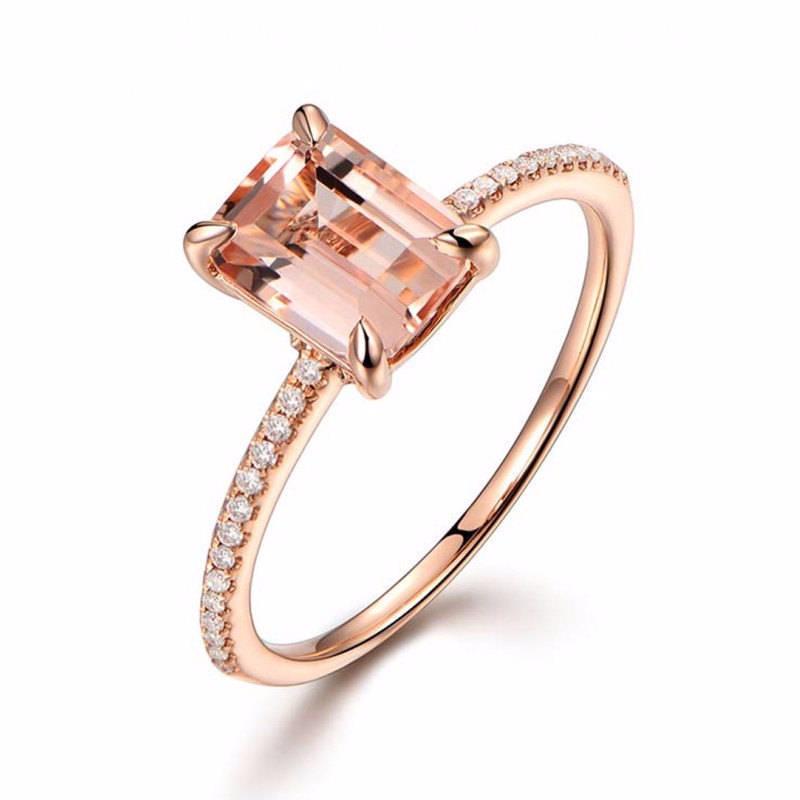 Plated with 18K Rose Gold Diamond Engagement Ring Delicate Micro Zircon Rings