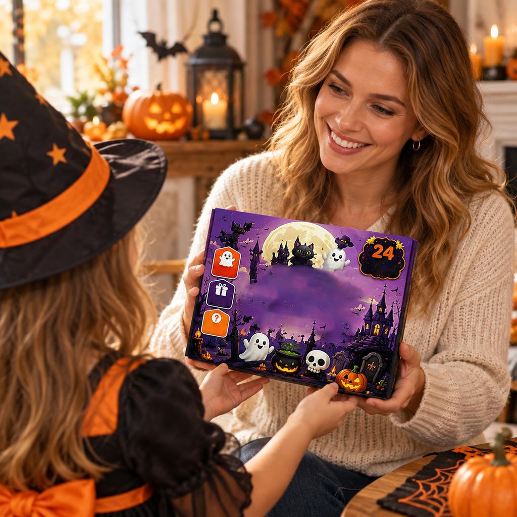 Halloween Countdown Advent Calendar Set with Themed Toys, Gift Box