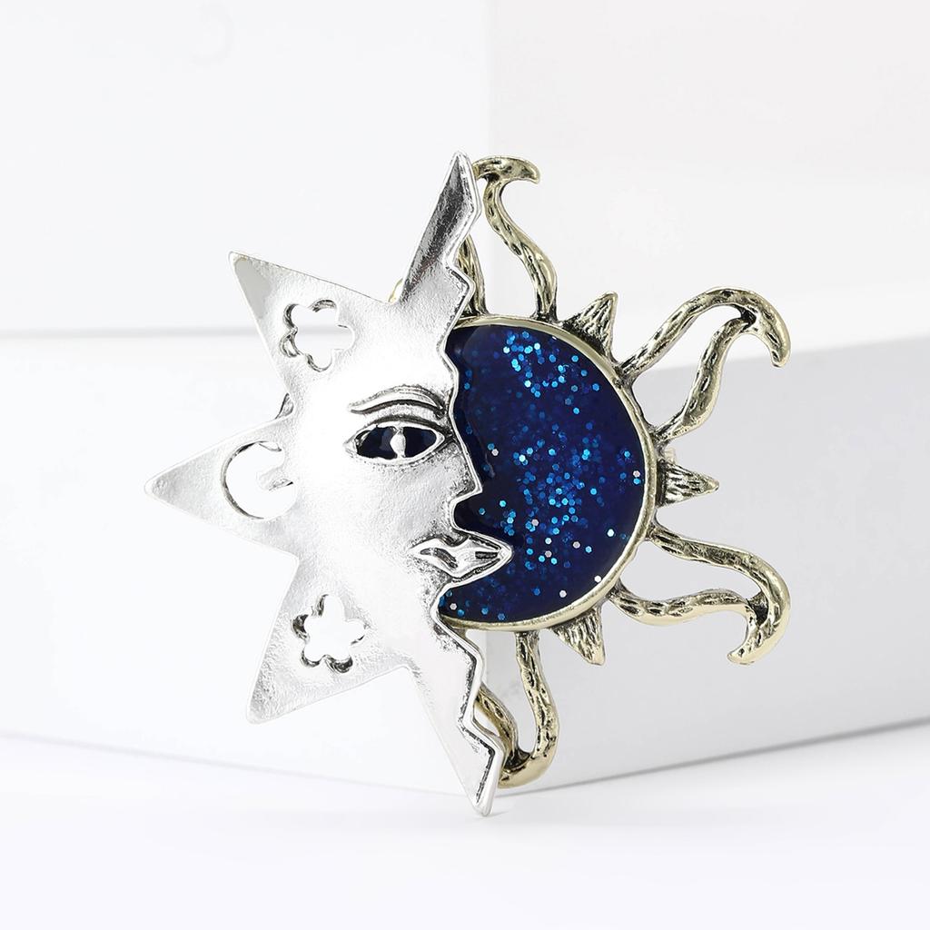 Trendy Ramadan Glossy Sun Brooches for Women Unisex Moon Pins Banquet Party Backpack Gifts Jewelry Accessories