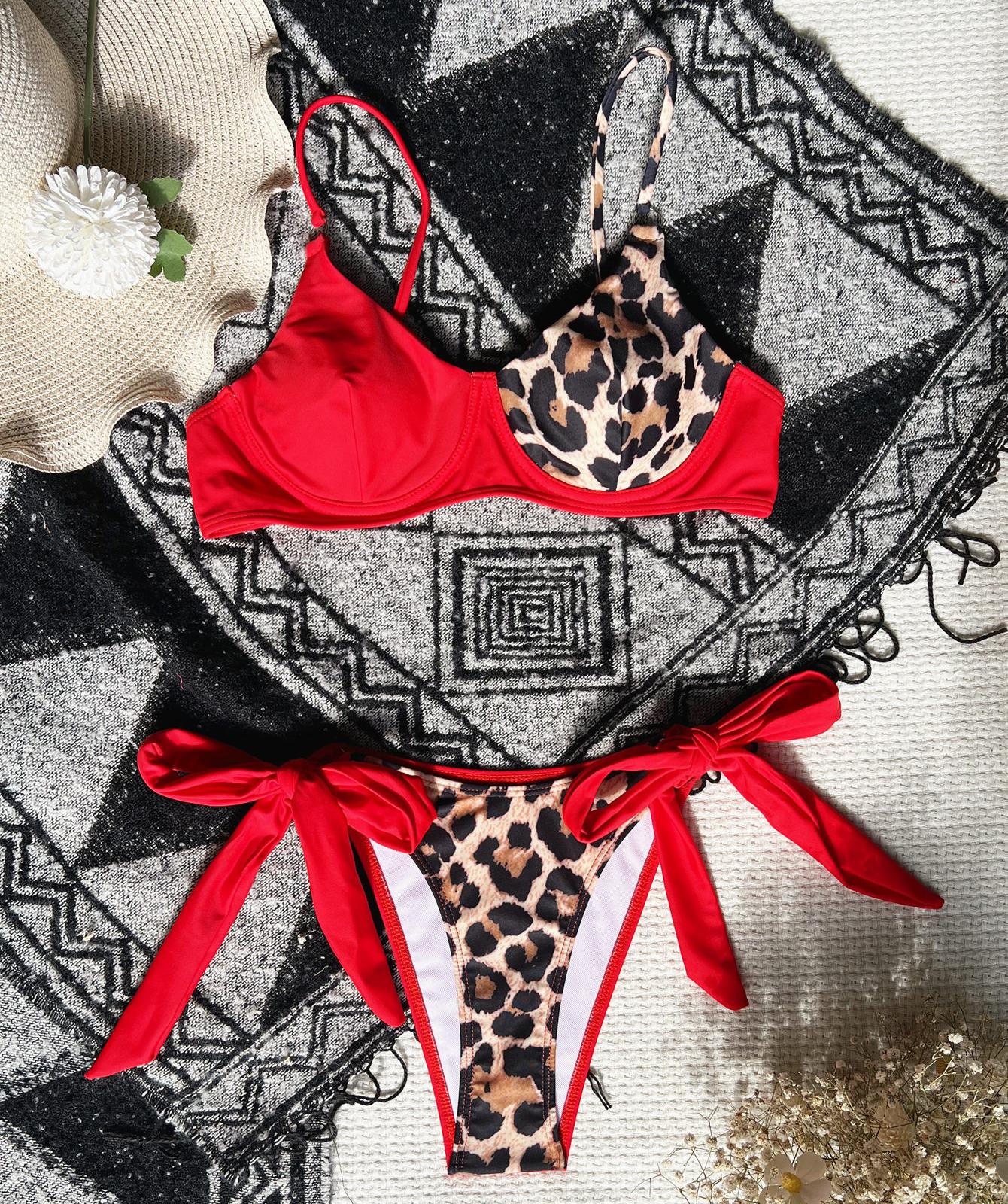 

Женский купальник со вставками, сексуальное бикини с завязками по бокам, бразильская пляжная одежда, купальные костюмы L красный