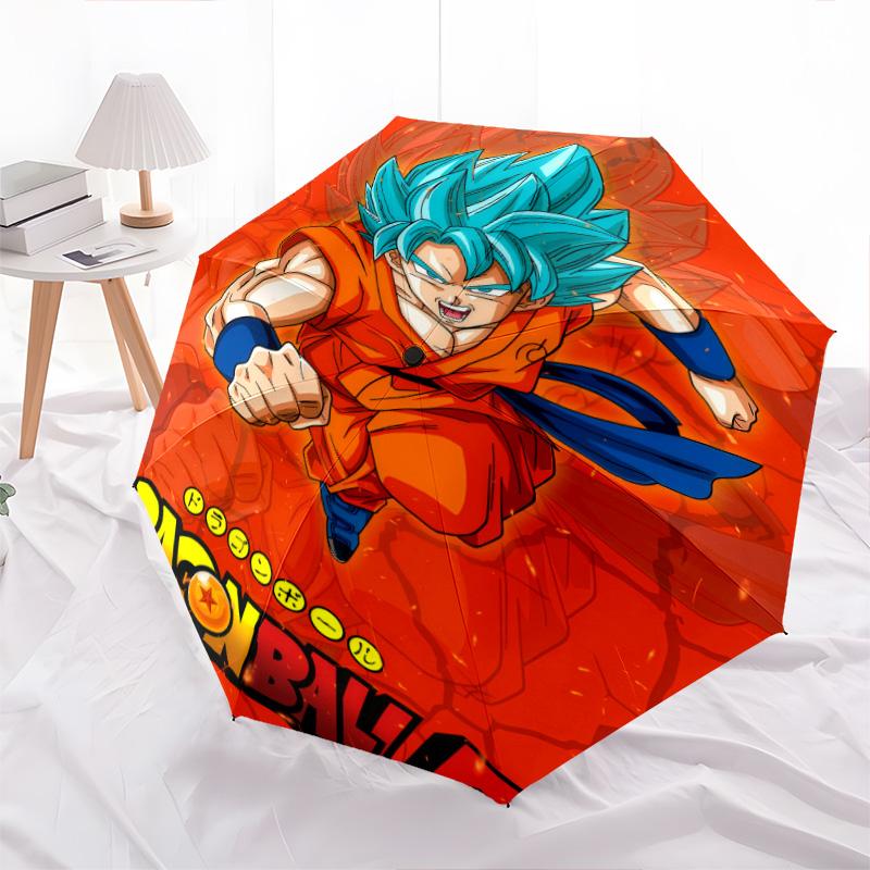 1 PC Automatic Folding Umbrella - Son Goku Pattern Portable Foldable Design With 8 Ribs Christmas Birthday Gifts