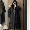 Women Over Knee Thick Warm Padded Cotton Winter Coat With Big Fur Collar
