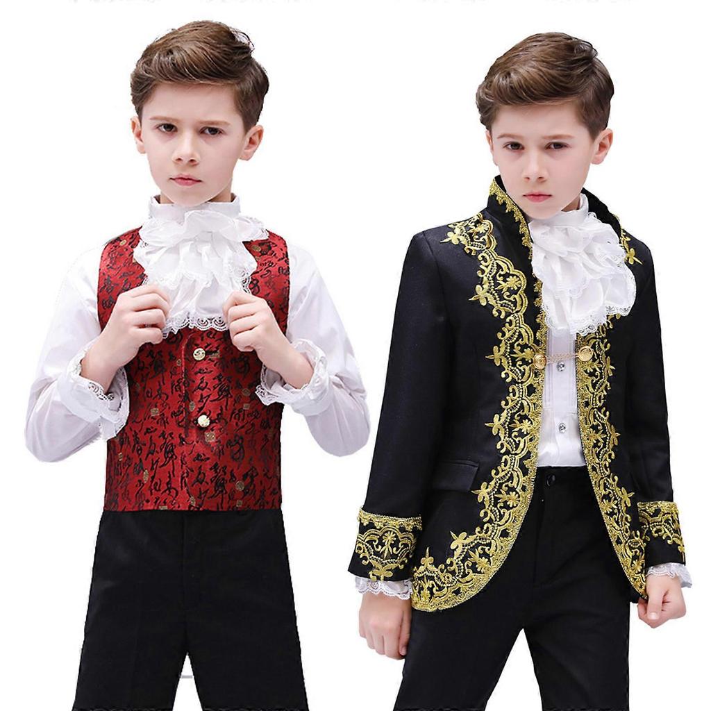 Unisex Cosplay Costume Accessories False Cuffs and Lace Edge Ruffled Satin Colonial Jabot Collar Set for Steampunk Party