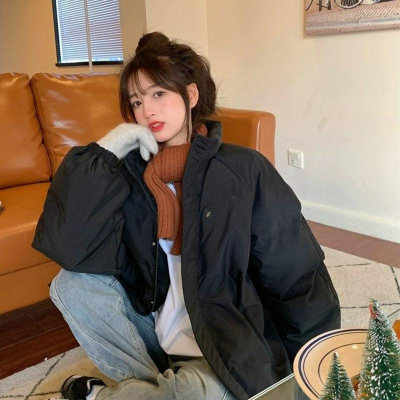 

Куртка с капюшоном на хлопковой подкладке Женская тонкая, Пуховая куртка на хлопковой подкладке, Короткая и Супер толстая XXL чёрный