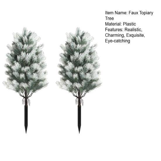 Artificial Cedar Topiary Tree with Stake Lifelike Faux Cedar Pines Christmas Tree UV Resistant Simulated Shrubs for Front Porch Outdoor Decor