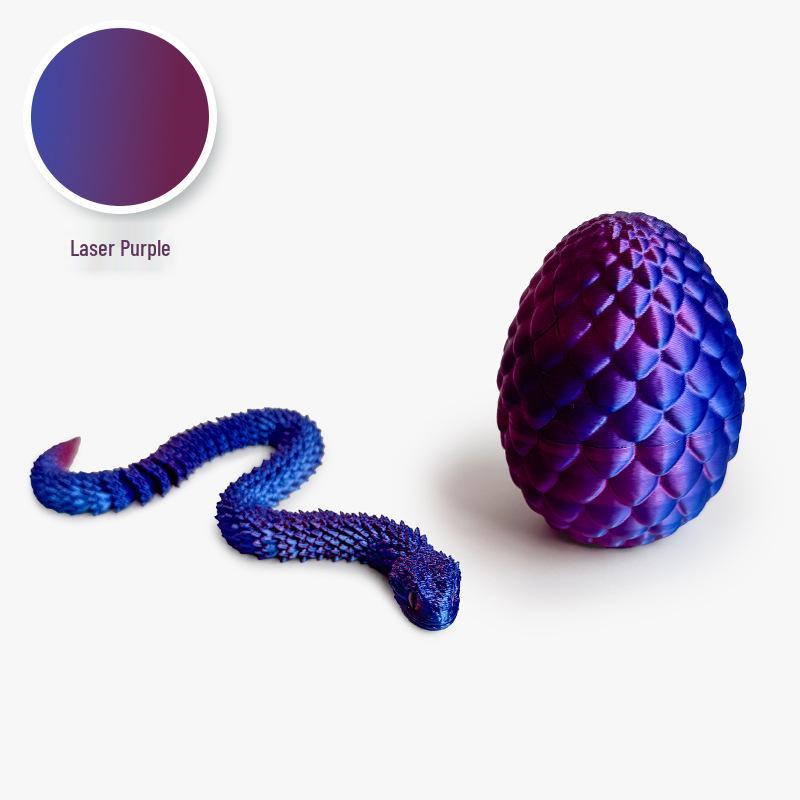 3D Printed Luminous Snake Dragon Egg Set with Movable Joints - Ornament Toy Handicraft