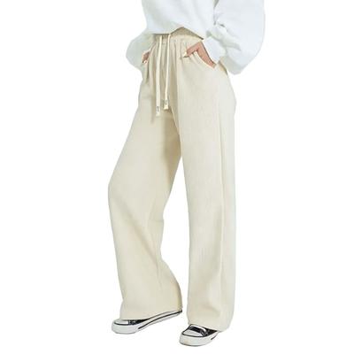 Hillrill Long with Elastic Solid Plus Sizes Easy To Sizes KZ6356 Women's Pants, Fleece-Lined, Pockets, Waist, Warm, Color, Casual, Wide-Leg Pants,
