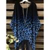 Camiseta de Mujer con Estampado de Leopardo Degradado 3D Animales Divertidos Estilo Casual Vacaciones Dobladillo Irregular Cuello Redondo Manga Corta Ropa de Mujer