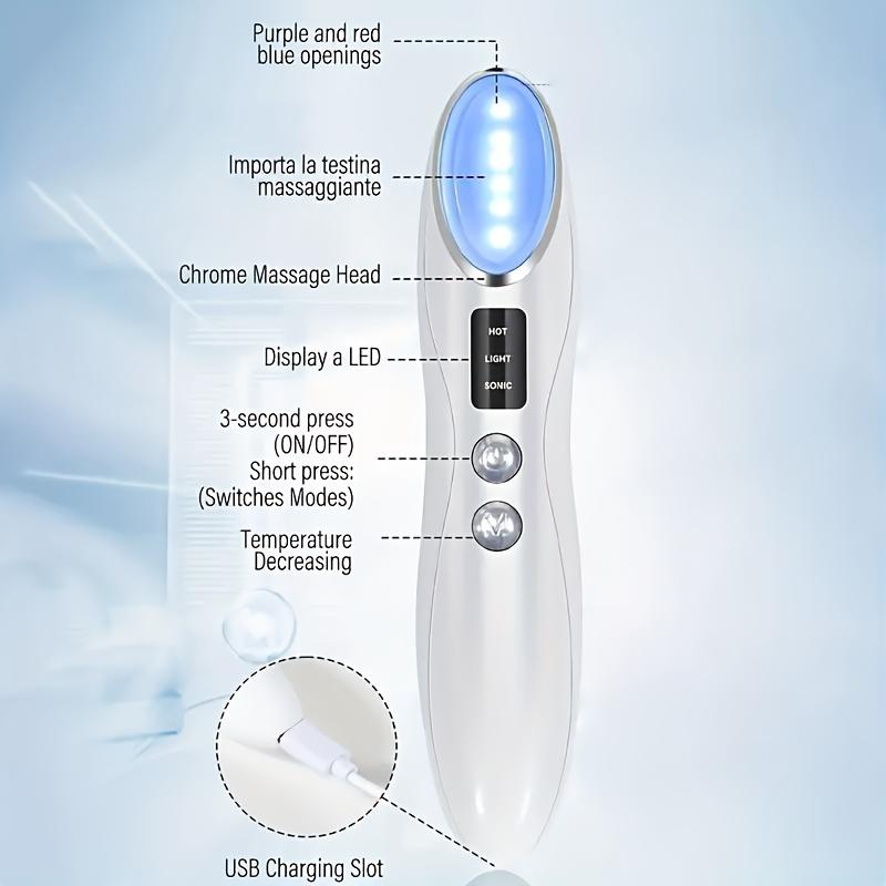 USB Rechargeable Eye Beauty Instrument Multi-gear Adjustment Vibration Massage Ergonomic Design Delicate Metal Surface