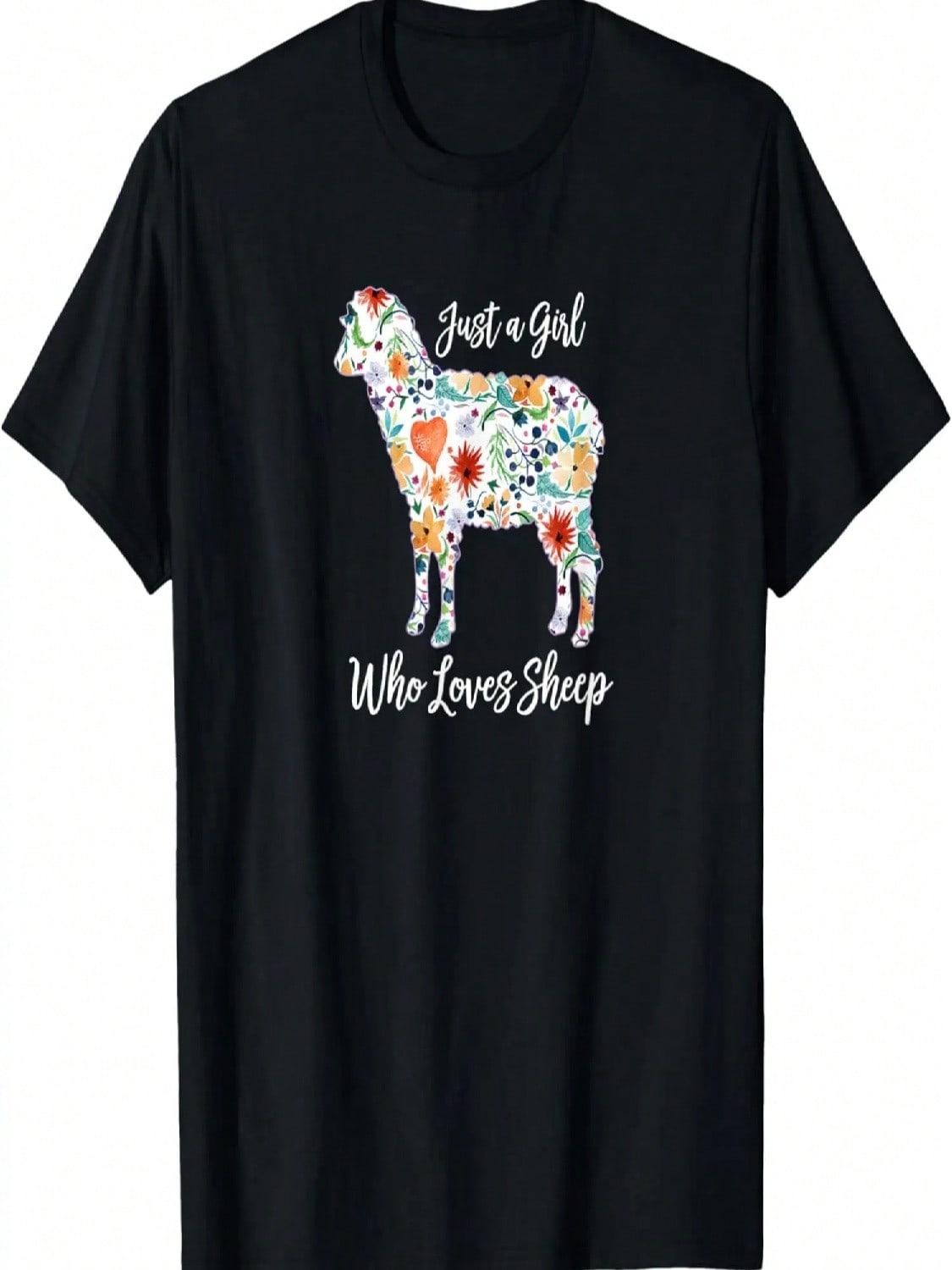 JUST A GIRL WHO LOVES SHEEP Cute Funny Design For T-Shirt S разноцветный