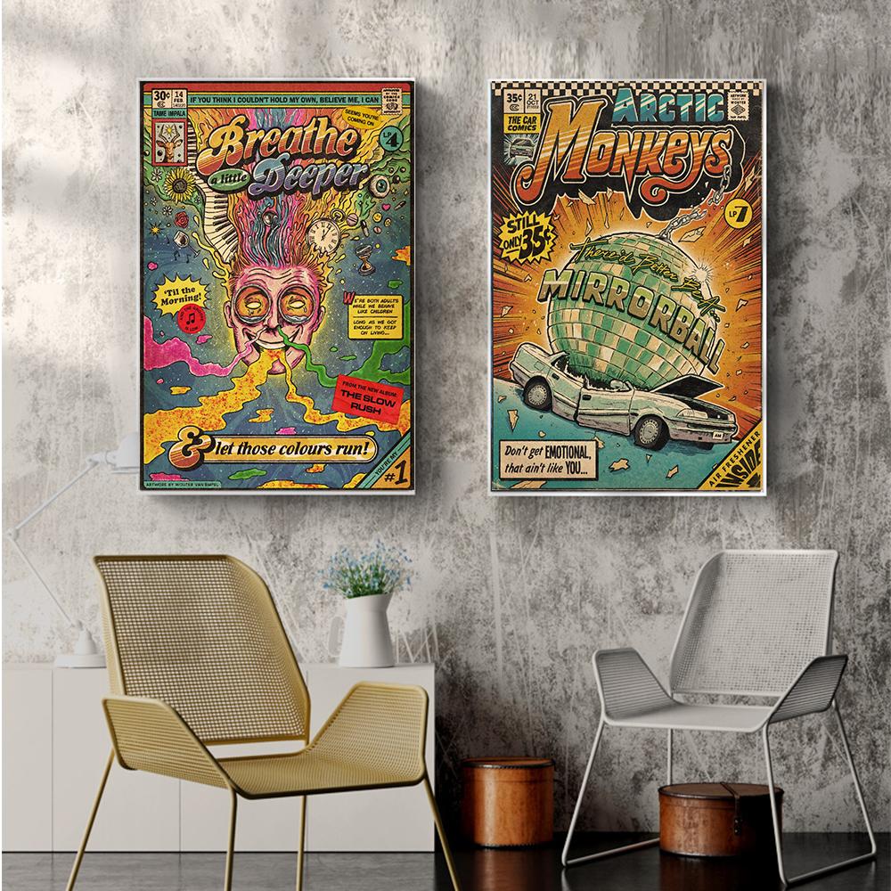Abstract Comic Retro Novelty Newspaper Prints Poster Canvas Painting Modern Wall Art Pictures For Living Room Bedroom Home Decor