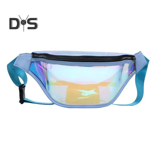 Transparent Waist Bag Waterproof Mini Fanny Pack Iridescent Belt Bag with Adjustable Strap for Women Men Travel Fitness Outdoor Use