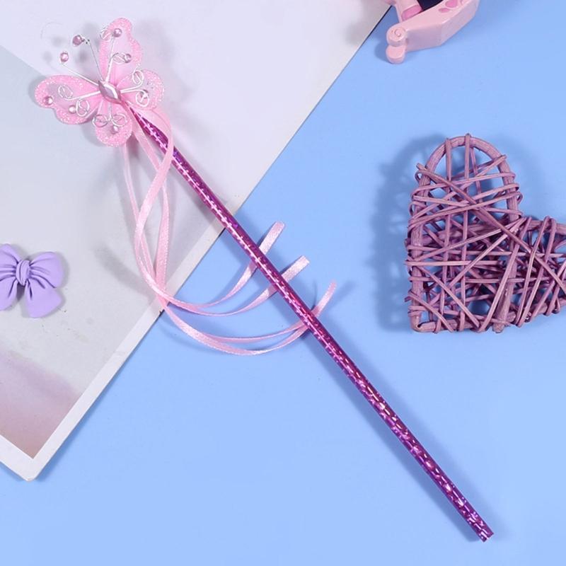 Butterfly Magic Stick Princess Cosplay Props Little Girl Character Costume Accessory for Children Girl Kindergarten